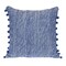 Nassau Collection Woven Square Throw Pillow with Pom Pom - 18" - Blue
